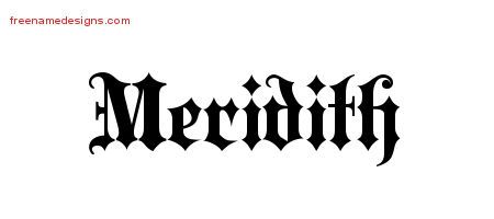 Old English Name Tattoo Designs Meridith Free