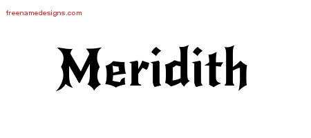 Gothic Name Tattoo Designs Meridith Free Graphic
