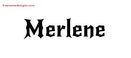 Gothic Name Tattoo Designs Merlene Free Graphic