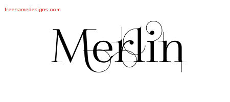 Decorated Name Tattoo Designs Merlin Free Lettering