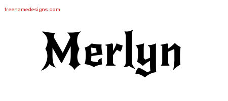 Gothic Name Tattoo Designs Merlyn Free Graphic