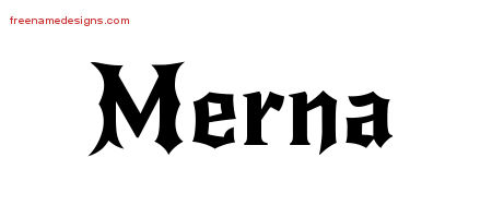 Gothic Name Tattoo Designs Merna Free Graphic