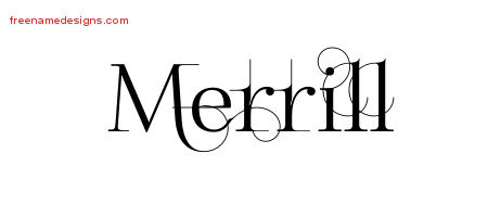 Decorated Name Tattoo Designs Merrill Free Lettering