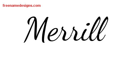 Lively Script Name Tattoo Designs Merrill Free Printout