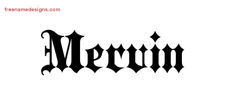 Old English Name Tattoo Designs Mervin Free Lettering