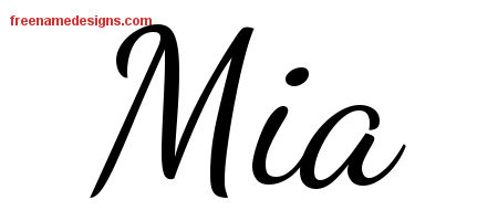 Lively Script Name Tattoo Designs Mia Free Printout