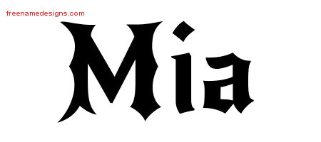 Gothic Name Tattoo Designs Mia Free Graphic