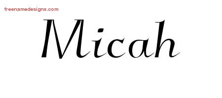 Elegant Name Tattoo Designs Micah Free Graphic