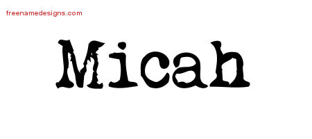 Vintage Writer Name Tattoo Designs Micah Free Lettering