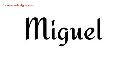 Calligraphic Stylish Name Tattoo Designs Miguel Free Graphic