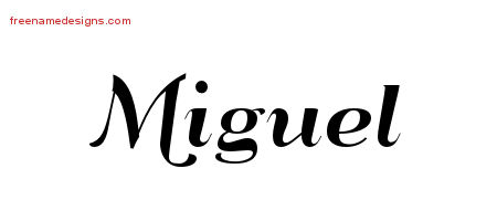 Art Deco Name Tattoo Designs Miguel Graphic Download