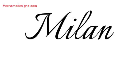 Calligraphic Name Tattoo Designs Milan Free Graphic