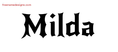 Gothic Name Tattoo Designs Milda Free Graphic