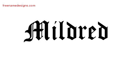 Blackletter Name Tattoo Designs Mildred Graphic Download