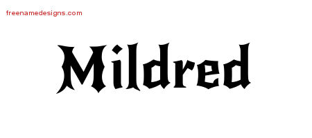 Gothic Name Tattoo Designs Mildred Free Graphic