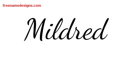 Lively Script Name Tattoo Designs Mildred Free Printout