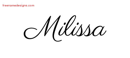Classic Name Tattoo Designs Milissa Graphic Download