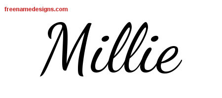 Lively Script Name Tattoo Designs Millie Free Printout