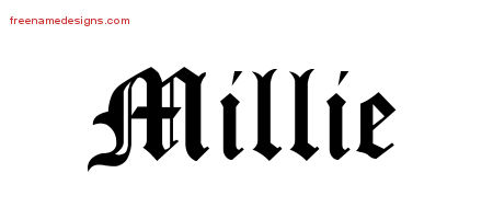 Blackletter Name Tattoo Designs Millie Graphic Download