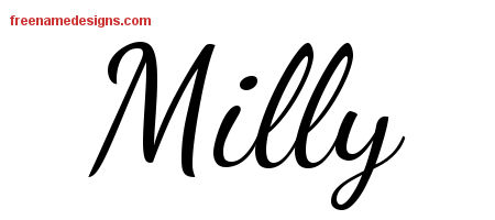 Lively Script Name Tattoo Designs Milly Free Printout