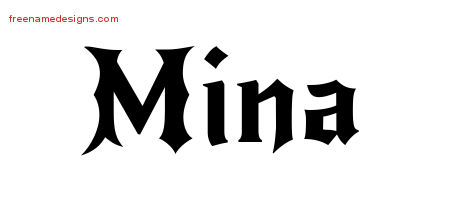 Gothic Name Tattoo Designs Mina Free Graphic