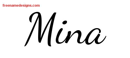 Lively Script Name Tattoo Designs Mina Free Printout