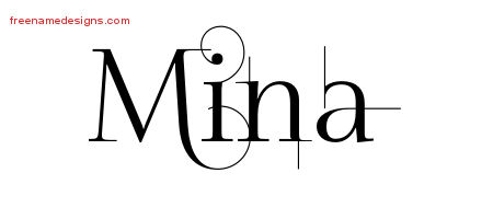 Decorated Name Tattoo Designs Mina Free