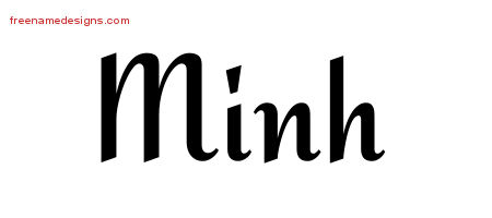 Calligraphic Stylish Name Tattoo Designs Minh Free Graphic