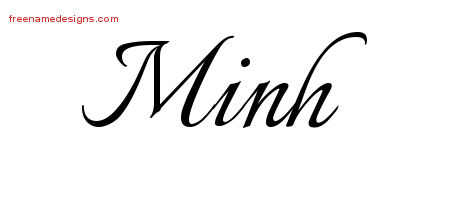 Calligraphic Name Tattoo Designs Minh Free Graphic
