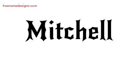 Gothic Name Tattoo Designs Mitchell Free Graphic