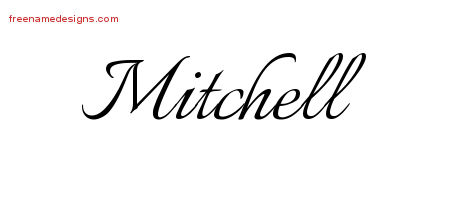 Calligraphic Name Tattoo Designs Mitchell Free Graphic