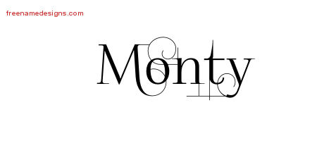 Decorated Name Tattoo Designs Monty Free Lettering