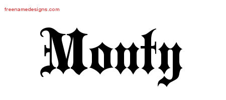 Old English Name Tattoo Designs Monty Free Lettering