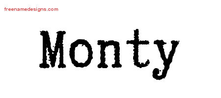 Typewriter Name Tattoo Designs Monty Free Printout
