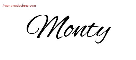 Cursive Name Tattoo Designs Monty Free Graphic