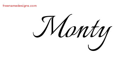 Calligraphic Name Tattoo Designs Monty Free Graphic
