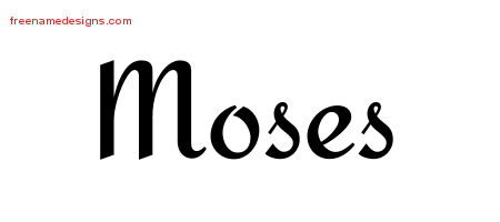 Calligraphic Stylish Name Tattoo Designs Moses Free Graphic