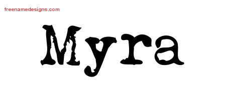 Vintage Writer Name Tattoo Designs Myra Free Lettering