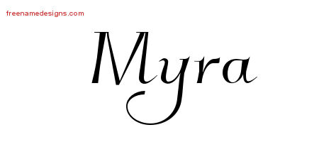 Elegant Name Tattoo Designs Myra Free Graphic