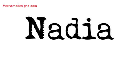 Vintage Writer Name Tattoo Designs Nadia Free Lettering