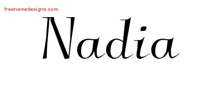 Elegant Name Tattoo Designs Nadia Free Graphic