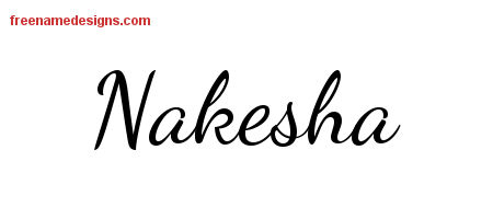 Lively Script Name Tattoo Designs Nakesha Free Printout