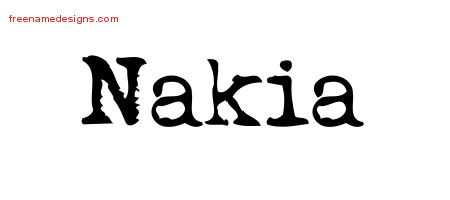 Vintage Writer Name Tattoo Designs Nakia Free Lettering