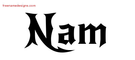 Gothic Name Tattoo Designs Nam Free Graphic