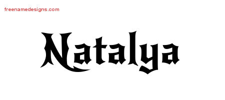 Gothic Name Tattoo Designs Natalya Free Graphic