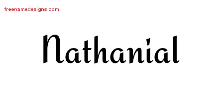 Calligraphic Stylish Name Tattoo Designs Nathanial Free Graphic