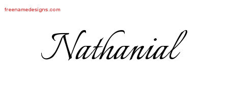 Calligraphic Name Tattoo Designs Nathanial Free Graphic