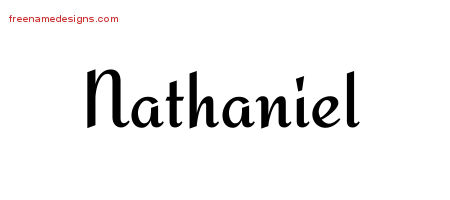 Calligraphic Stylish Name Tattoo Designs Nathaniel Free Graphic