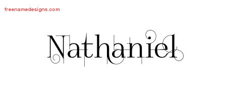 Decorated Name Tattoo Designs Nathaniel Free Lettering
