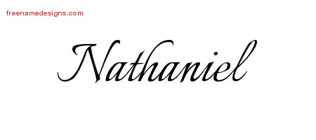 Calligraphic Name Tattoo Designs Nathaniel Free Graphic